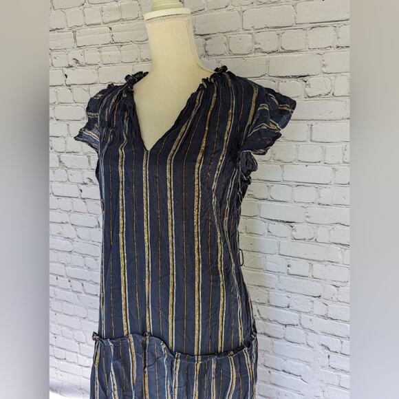 Greylin Natasha Metallic Yarn Dye Midi Dress Large - Picture 5 of 9